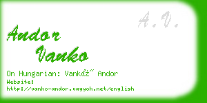 andor vanko business card